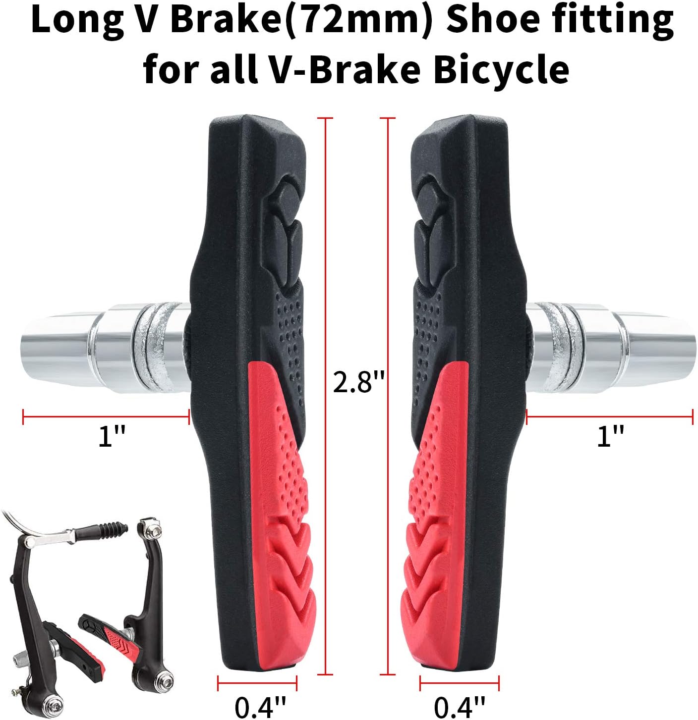 72mm Bike Brake Pads Set,V Brake Shoes