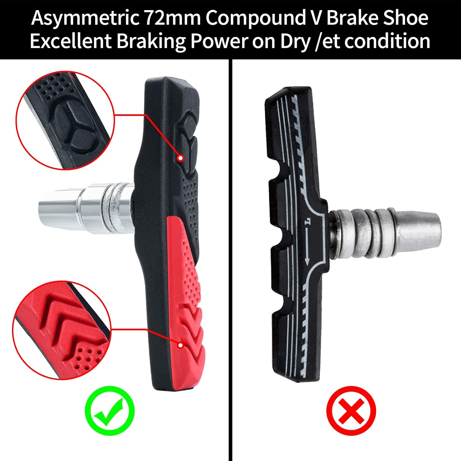 72mm Bike Brake Pads Set,V Brake Shoes