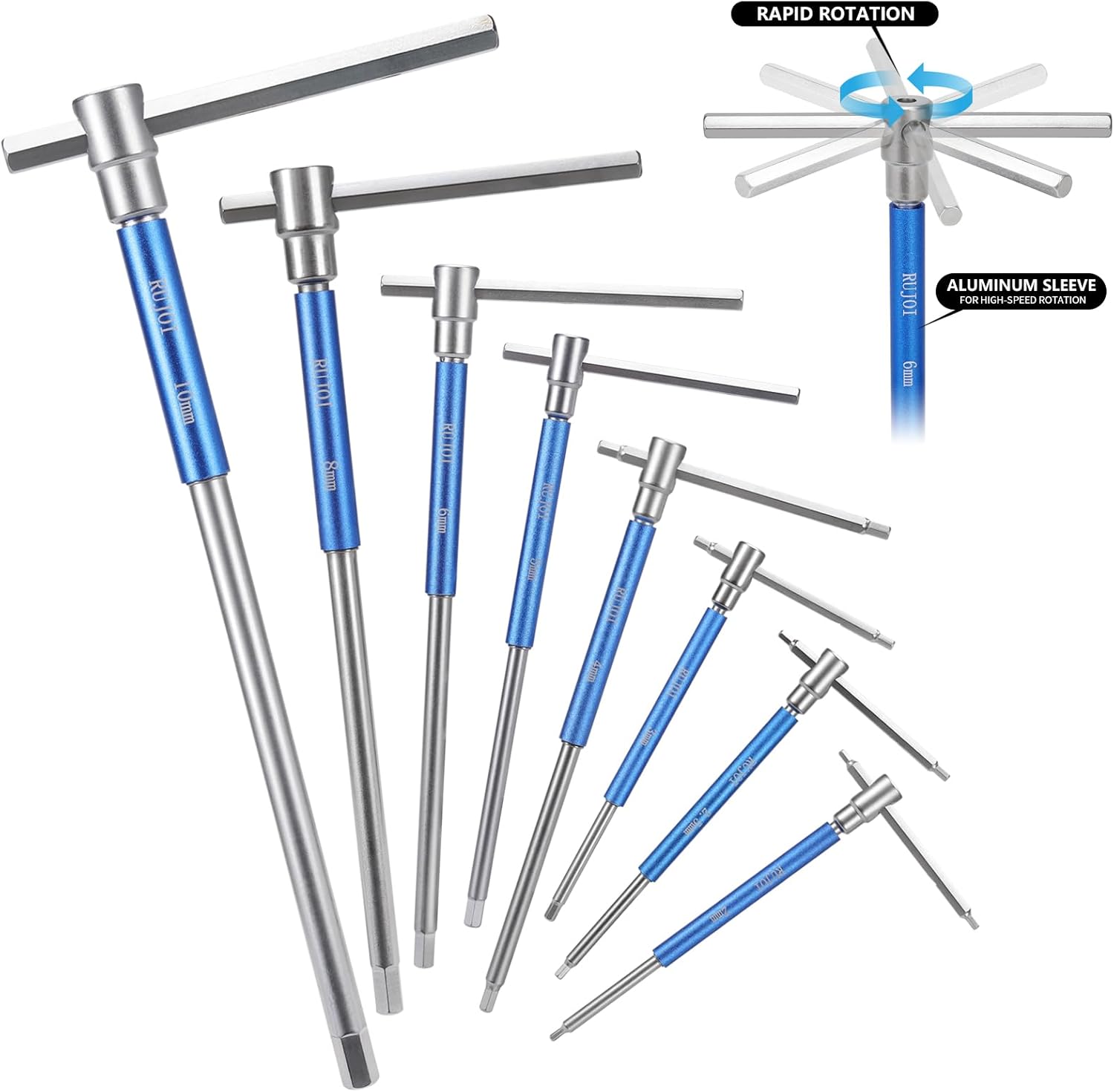 8 PCS Metric T Handle Hex Allen Key Wrench