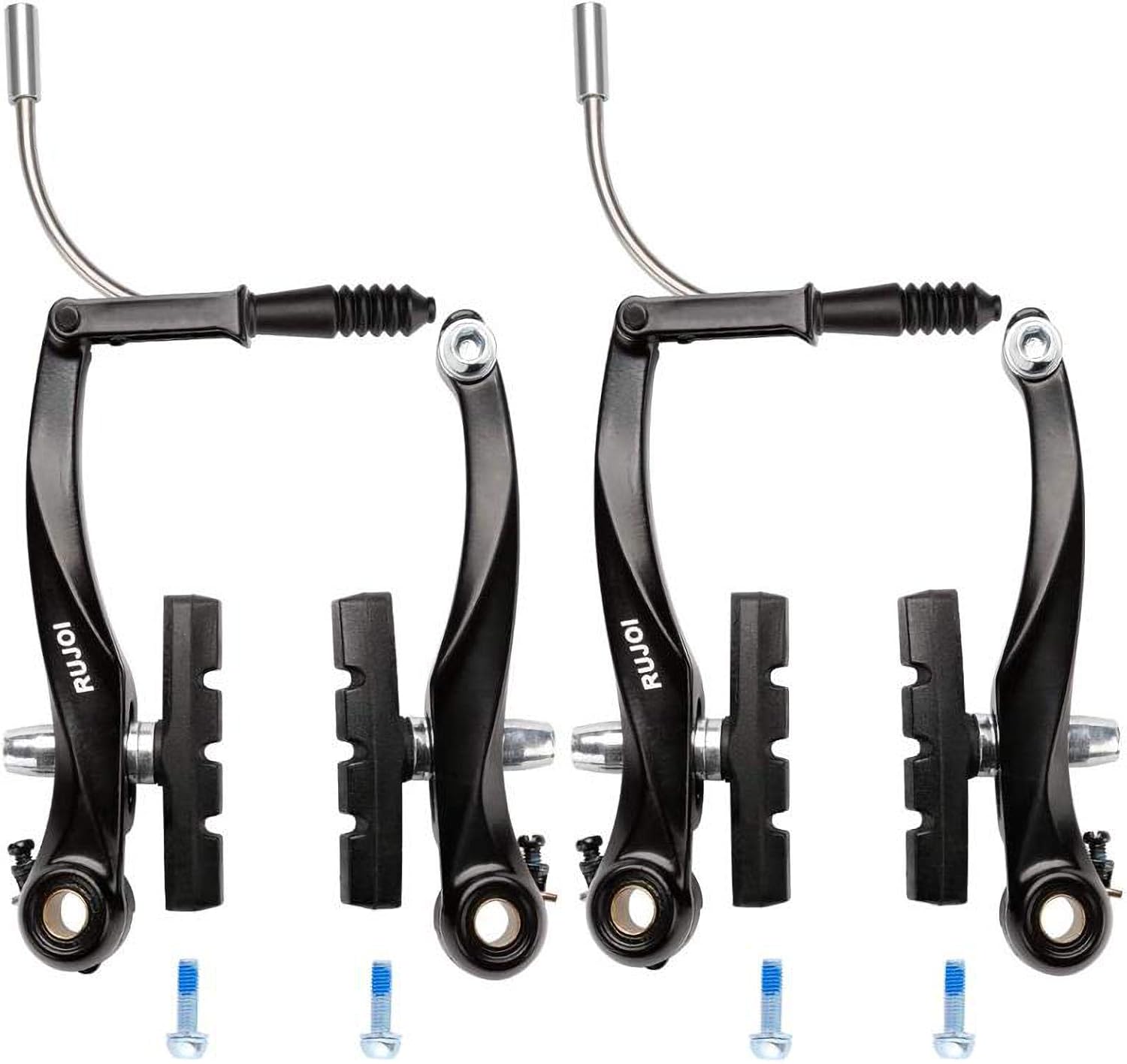 Bike Brakes Set,Mountain Bike V Brakes Type,V-Brake Replacement Set for MTB, Road Bike,BMX,E Bike Black (2 Pack)